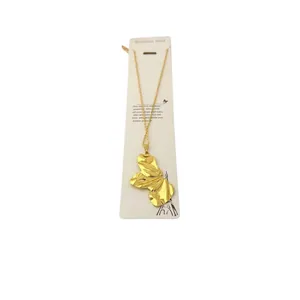 Collier avec pendentif papillon ondulé doré irrégulier en acier inoxydable 304 de qualité