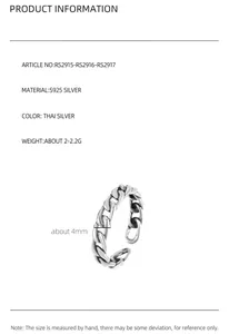 Detailed view of vintage S925 Thai silver chain ring with material and size specifications