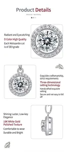 Detailed macro view showing the exquisite craftsmanship of 1-carat moissanite halo pendant