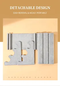 Detailed view of disassembled grey velvet jewelry bracelet display stand components
