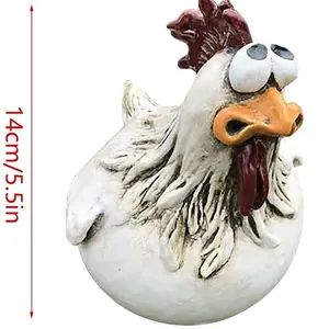 Funny resin chicken fence decoration statue for garden yard ornament, 14cm/5.5in height.