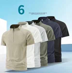 Detailed view of men's quick-dry sports t-shirts in six different color options