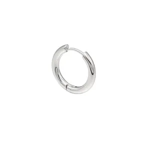 High-quality minimalist round silver titanium steel hoop earring for unisex jewelry