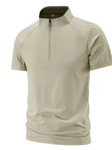 Men's performance quick-dry sports t-shirt with stand collar and 1/4 zipper detail.