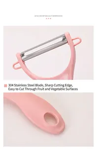 Detailed view of the 304 stainless steel blade and ergonomic handle with hanging hole