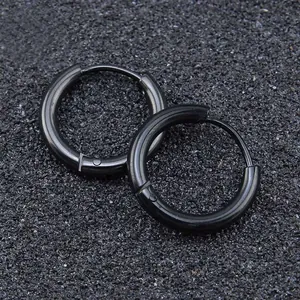 Boucles d'Oreilles Créoles Minimalistes en Acier Inoxydable pour Hommes Femmes Unisexe Petit Grand Rond Huggie Boucle Punk Hip Hop Bijoux