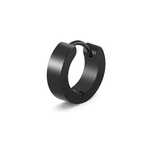 Minimalist matte black hoop earring with sleek circular design for a trendy look.