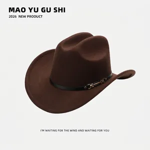 Detailed macro view of a classic brown Western cowboy hat with black leather band