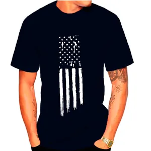 T-shirt noir à manches courtes pour homme avec motif graphique d'étoiles et de rayures