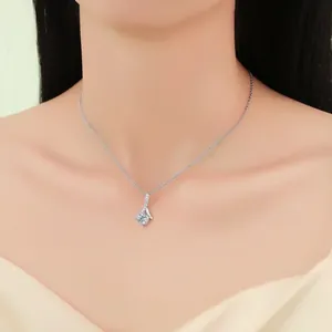 Elegant stainless steel mermaid tail pendant necklace with sparkling zircon for women