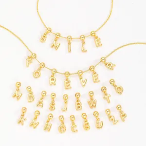 Elegant DIY gold 26 English letter necklace featuring round bubble design charms collection