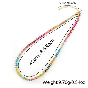 Collier de perles en pierres semi-précieuses colorées, 42 cm avec extension
