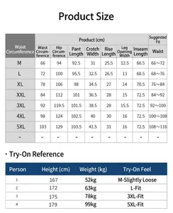 Guide des tailles détaillé et référence d'ajustement pour pantalons décontractés homme