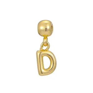Detailed view of a gold bubble letter D pendant with glossy finish for DIY necklaces