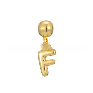Elegant gold-plated bubble letter F pendant charm for personalized DIY jewelry designs