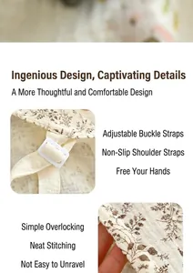 Detail view of cotton muslin nursing cover showing adjustable buckle strap and floral print