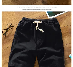 High-quality black cotton linen shorts for men featuring a comfortable drawstring waist