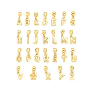 Personalized Bubble Letter Necklace Initial Pendant Jewelry For Men Women Gold Plated Copper Alloy DIY Neck Jewelry