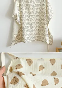 Breathable soft cotton gauze nursing cover for breastfeeding with cute bear print