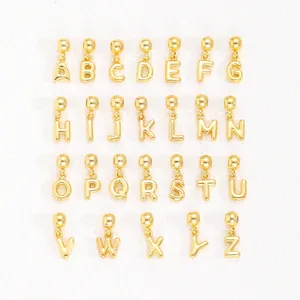 Set of 26 gold 3D bubble initial alphabet pendants for DIY jewelry necklace making