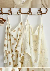 Detailed view of breathable cotton nursing covers with cute bear and elephant prints