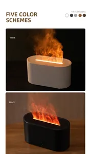 Ultrasonic flame effect aromatherapy diffuser and humidifier in black and white colors