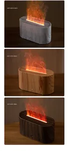 Detailed view of three wood grain finishes for the flame effect aroma diffuser and humidifier