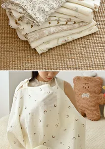 Breathable soft cotton muslin nursing cover for breastfeeding with moon and floral patterns