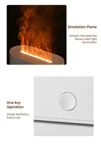 Detail view showing the simulated flame mist effect and minimalist power button
