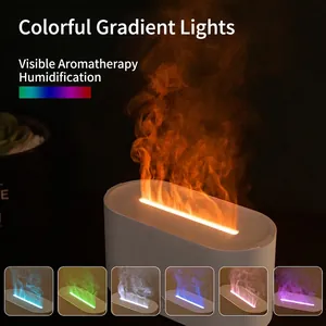 Colorful flame humidifier aroma diffuser with ultrasonic mist and 7 color ambient light