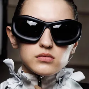 Futuristic Y2K oversized matte black bubble frame sunglasses for trendy streetwear