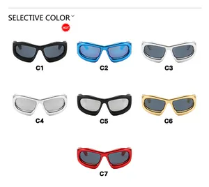 Oversized Y2K bubble frame sunglasses shown in seven trendy multi-color variants