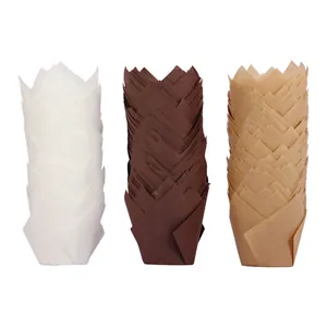 Tulip Cupcake Liners Greaseproof Paper Baking Cups Flame Muffin Liners For Cupcakes Desserts Heat Resistant Baking Supplies