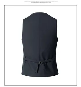 Close-up detail showing the back of a slim-fit men's waistcoat with adjustable strap.