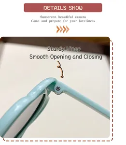 Macro detail view of the durable hinge mechanism on mint green kids sunglasses