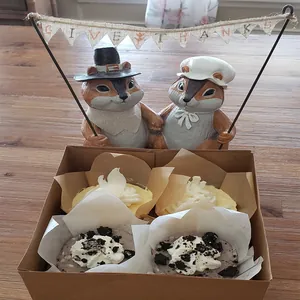 Festive tulip greaseproof paper cupcake liners in natural brown and white for muffin baking