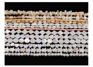 Natural iridescent shell beads collection in various shapes for jewelry making