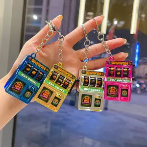 Retro electroplated slot machine keychains in vibrant colors for bag charms and decor