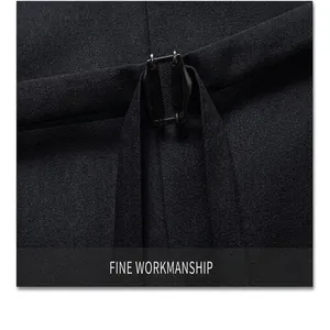 Close-up detail of the adjustable back strap on a black slim fit casual waistcoat
