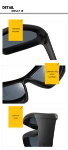 Detail view of oversized Y2K bubble sunglasses showing matte black frames and curved legs