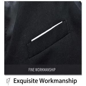 Close-up detail showing the fine workmanship of a black slim-fit vest pocket.