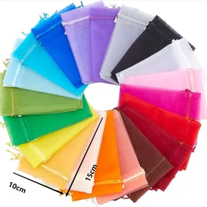 Solid Color Organza Drawstring Gift Bags Transparent Mesh Wedding Candy Jewelry Packaging Pouch Gift Storage Bags Wholesale