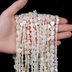 Natural white shell loose beads heart star clover shapes for jewelry making DIY