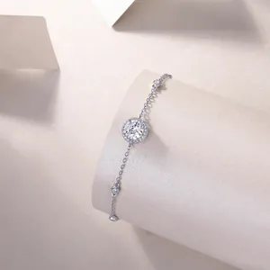 Elegant sterling silver moissanite halo bracelet for women with brilliant cut stones
