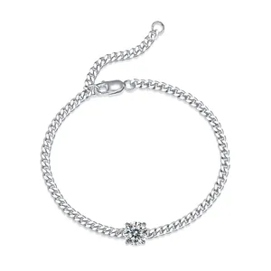 Elegante bracciale a catena in argento sterling 925 con moissanite per donna, argento