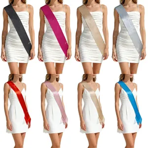 Assorted multi-color blank glitter and satin sashes for parties and ceremonies.