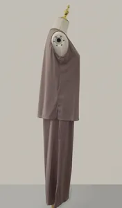 Side view of women's V-neck tank top and pants travel set on mannequin