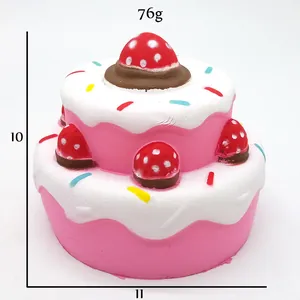 Simulation Slow Rebound Double Layer Strawberry Cake Squishy Toy PU Soft Squeeze Stress Relief Toy For Kids Adults Gift