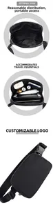 Interior detail of waterproof nylon waist bag with multiple storage compartments