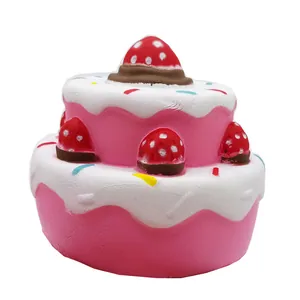 Colorful double-layer strawberry cake squishy toy with slow rebound soft foam material.